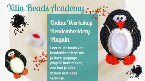Online Workshop Beadembroidery Pinguin